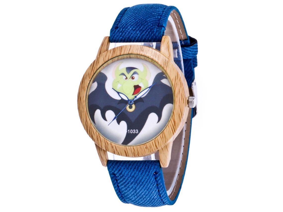 Reloj De Cuarzo De Aleación Con Simulación De Madera Zhoulianfa Halloween (azul Real)