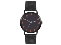 Relógio de pulso Zhoulianfa Black Quartz para homens e mulheres com mostrador redondo e pulseira de plástico.