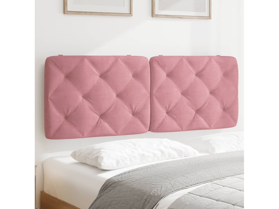 Vidaxl Almofadão De Cabeceira 140 Cm Veludo Rosa
