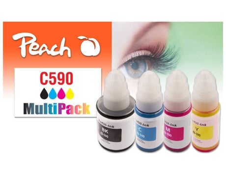 Tinteiro PEACH Pi100-440, 4 Unidades, Compatível (Preto, Ciano, Magenta, Amarelo)
