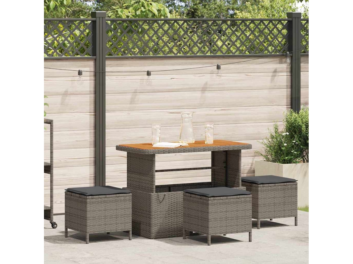 Vidaxl Conjunto De Jantar Para Jardim 4 Unid. Cinzeto Vime Pe