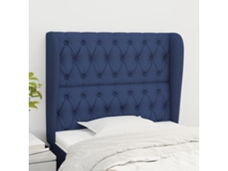 Vidaxl Cabeceira De Cama C/ Abas Tecido 103x23x118/128 Cm Azul