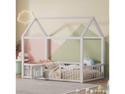 Cama De Madeira Maciça 90200cm, Cama De Casal, Cama Baixa, Cama De Casa, Cama De Casa Com Portinha, Branca