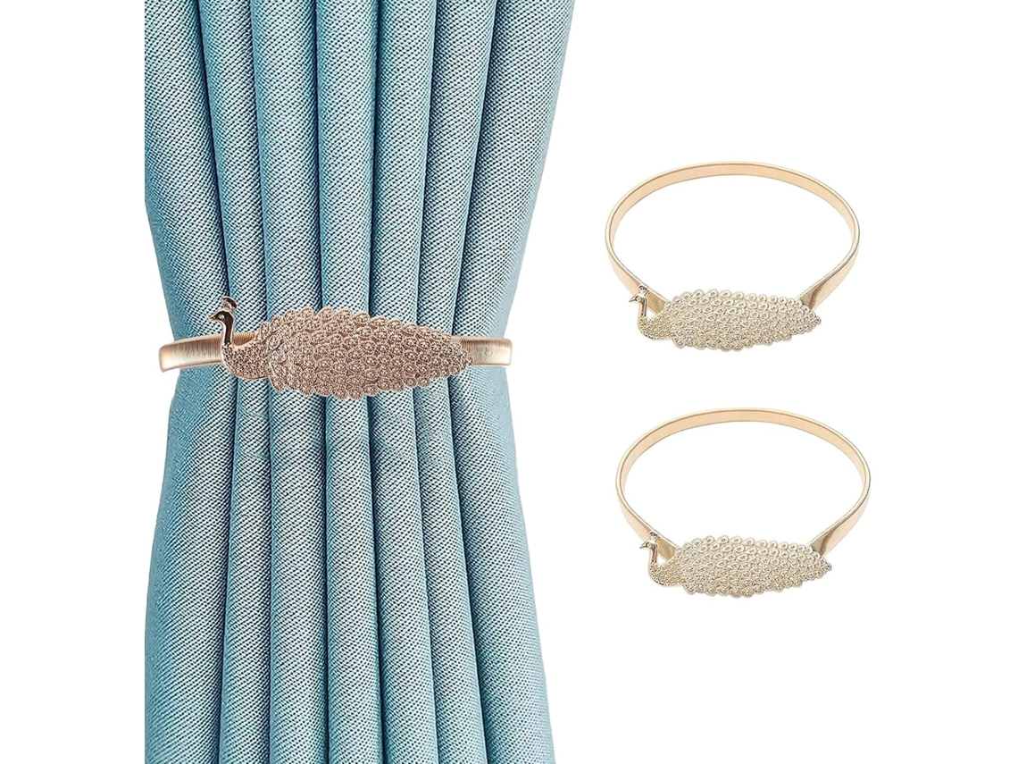 Suporte Para Varão De Cortina, Conjunto Com 2 Unidades, Design Com Mola, Detalhe Dourado