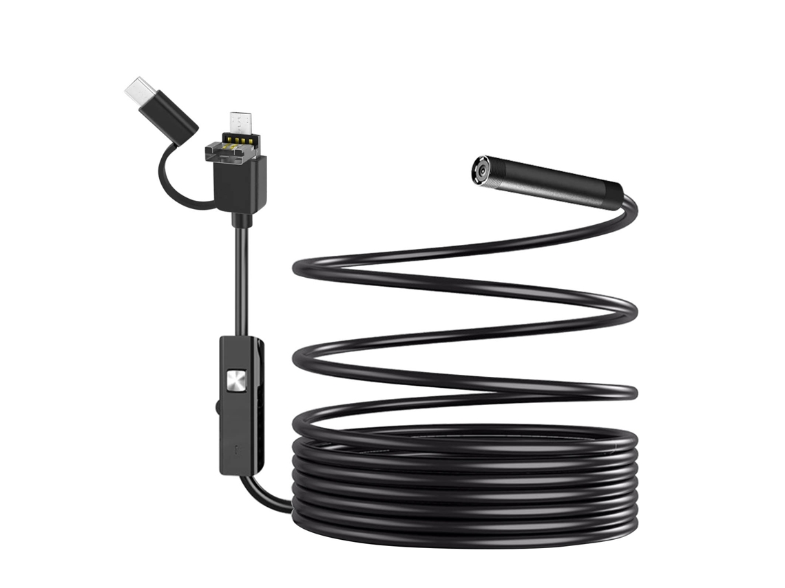 Câmara Endoscópica Impermeável Ip67 Multi-Portos Usb-C/Micro Usb/Usb de 3.5M AVIZAR