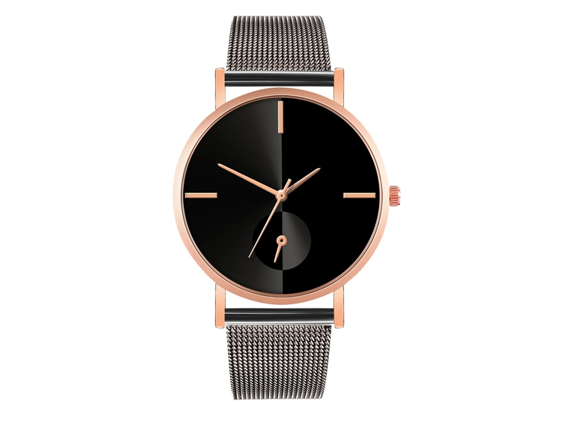 Reloj De Moda Para Parejas Con Correa De Malla Dial Redondo Cuarzo Unisex