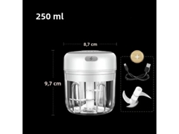 Picador de Legumes e Alho Elétrico , Moedor de Carne, Feito de Plástico e Aço Inoxidável. MDUG (250 Ml)