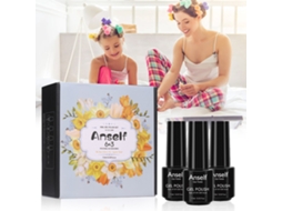 Kit De Esmalte Em Gel Anself 6 Cores Com Base, Top Coat, Top Coat Mate E Ferramentas De Manicure