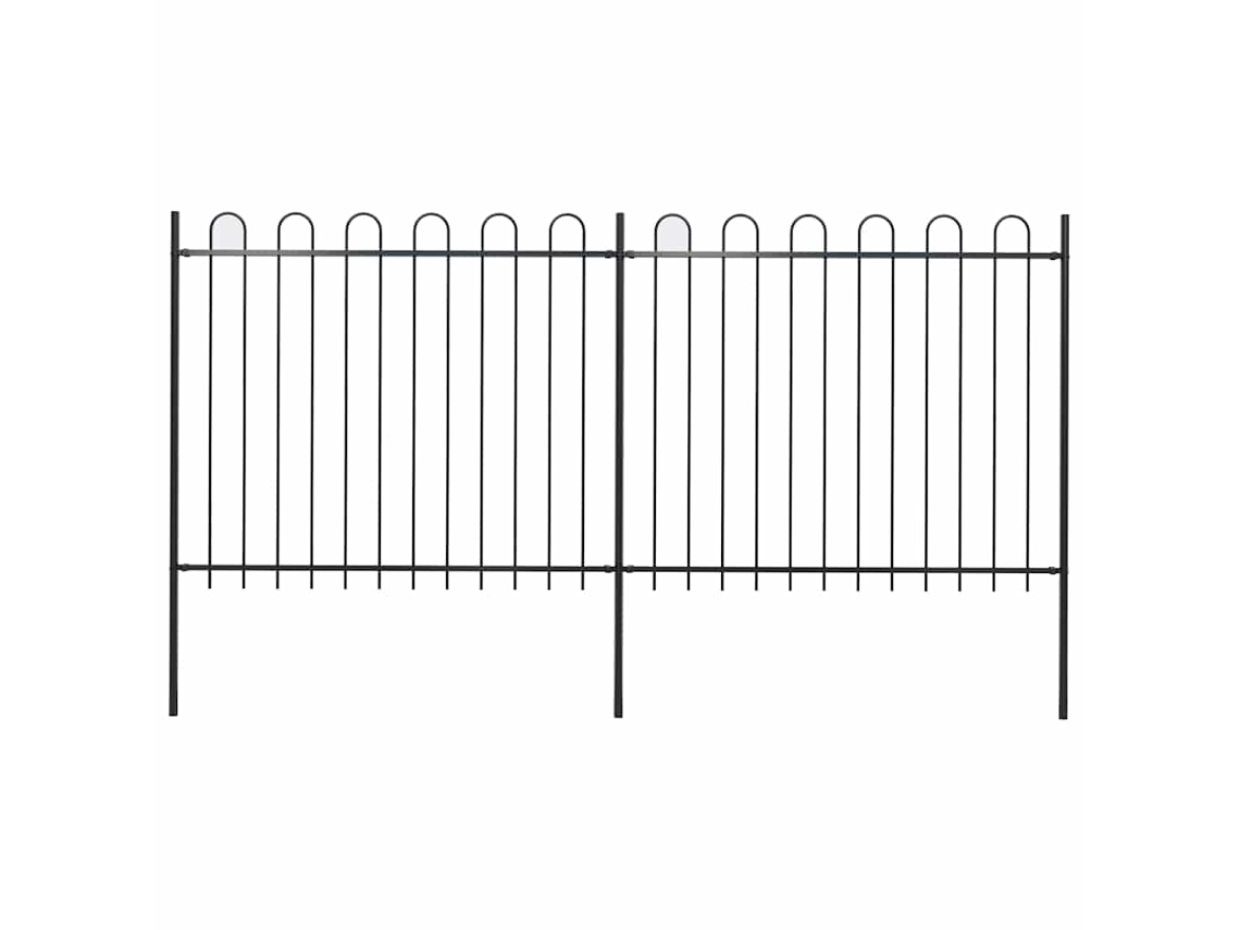 Vidaxl Cerca De Jardim Com Arco Superior Em Aço 359x150 Cm Preta