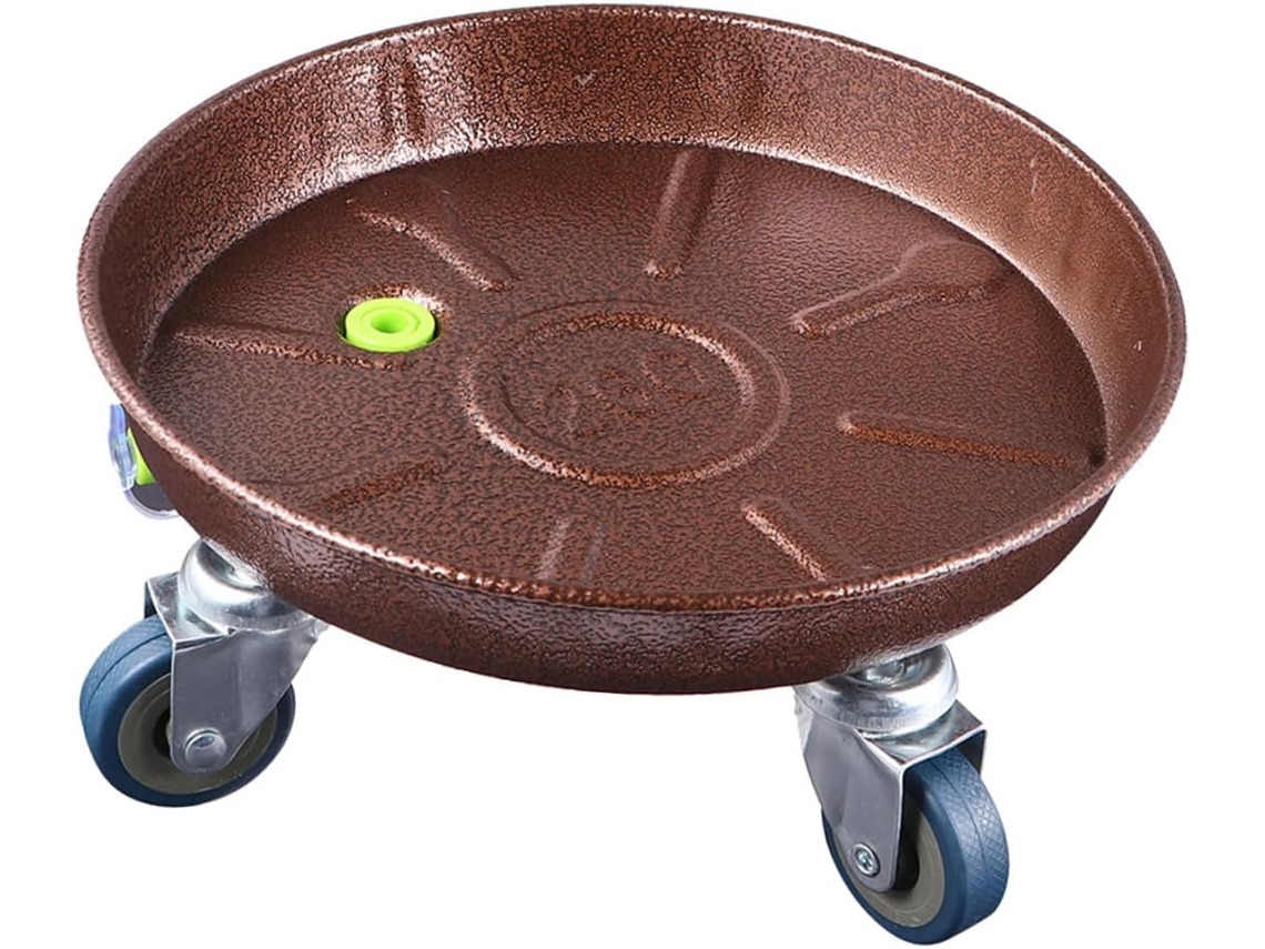 Suporte De Ferro Reforçado Para Vasos De Flores Com Rodas, Base Redonda Móvel Para Vasos De Plantas