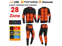 Ltengoo Hd-28 Conjunto Calça Blusa Aquecidas 28 Áreas Proteção Térmica Corpo Todo Usb Manga Comprida Atividades Ar Livre Inverno
