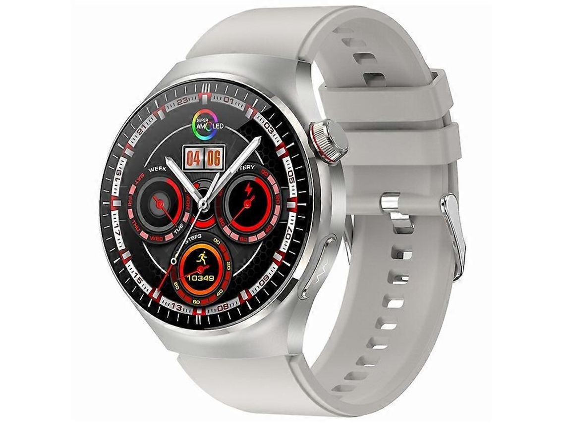 Smartwatch redondo TK26 com tela AMOLED, detecção de órgãos, monitoramento de saúde, chamadas Bluetooth e pulseira de silicone. Ly Ebike