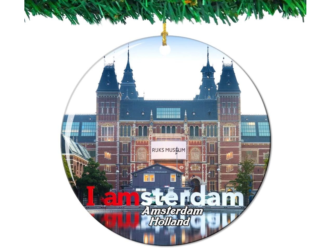 Museu Rijksmuseum de Amsterdã, Países Baixos - Coleção dos Países Baixos - Decoração - Lembrança de Viagem em Porcelana Dupla Face - 7 cm