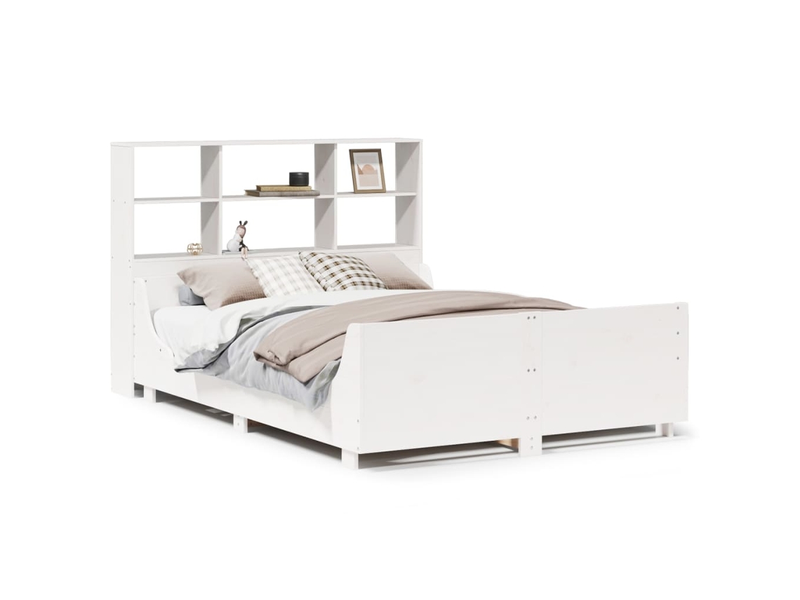 Cama com Estante Sem Colchão Madeira Maciça Branco 160x200 cm MAISON EXCLUSIVE (0)