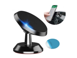 Suporte Para Celular Giratório 360° Com Ímã Autoadesivo Para Carro, Preto.