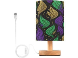 Abajur De Cabeceira Com Estampa Floral Abstrata, Luminária De Cabeceira Led, Luminária De Leitura Com Cúpula Tecido