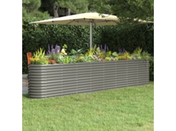 Vidaxl Canteiro Elevado Jardim 332x40x68cm Aço Galvanizado Cinzento