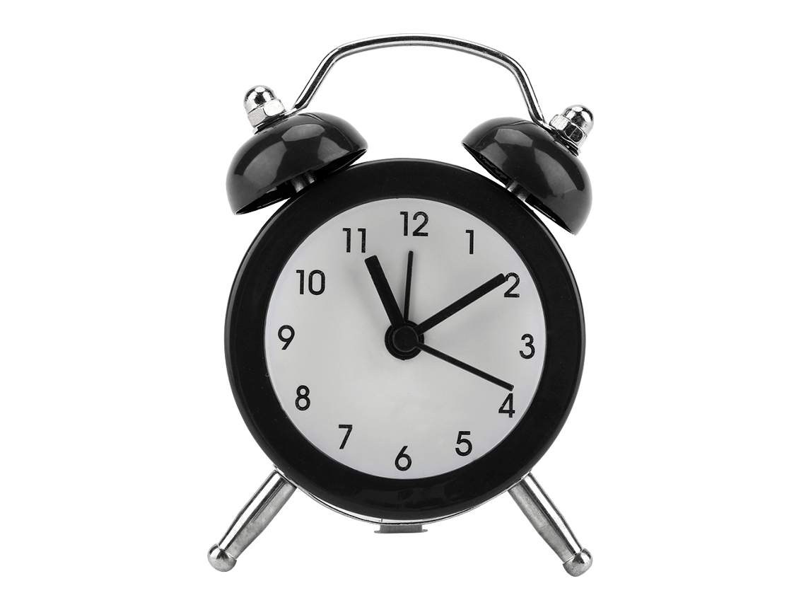 Mini despertador digital portátil de metal Baok-reloj com bateria, elegante para estudantes, preto, 7,6 cm (3 polegadas).