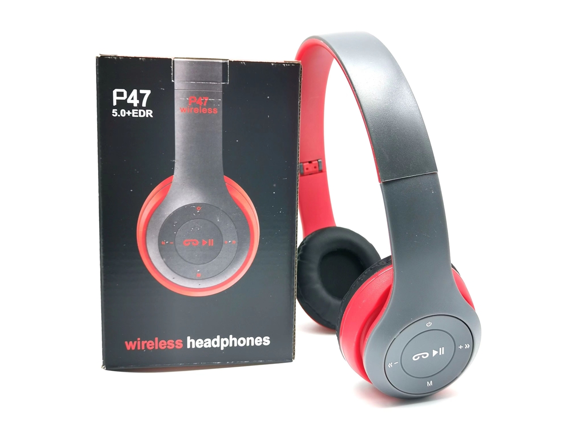 Fones de Ouvido Estéreo Hifi Dobráveis Sem Fio Bluetooth 5.0 com Microfone MDUG (vermelho)