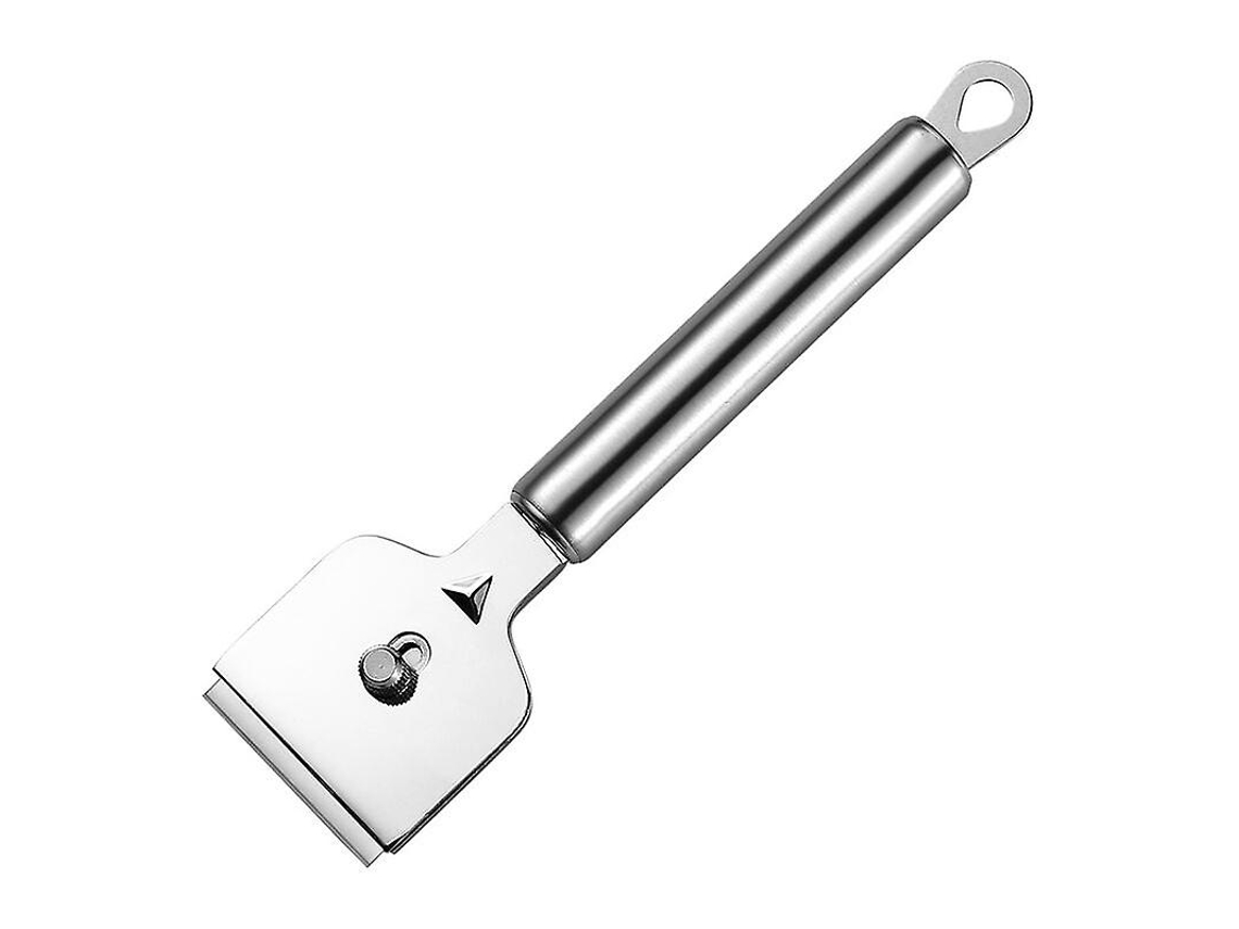 Rascador de Acero Inoxidable para Placa Cerámica com 4 Lâminas de Reposição Alta Qualidade para Cristal, Adesivos e Chamineiras, Prata