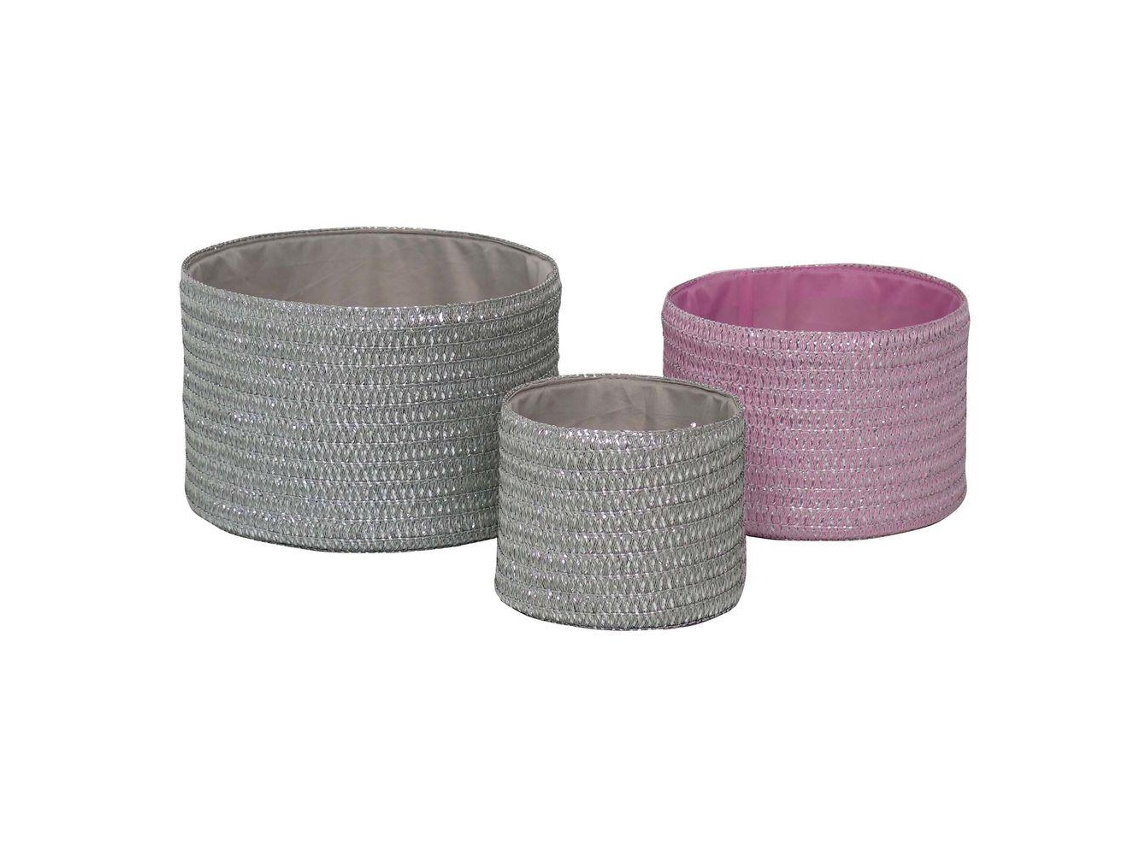Conjunto de Cestas Dkd Home Decor Polipropileno 3 Pcs 27 X 27 X 17 Cm