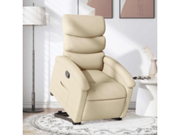 Vidaxl Poltrona Reclinável Elevatória Tecido Cor Creme