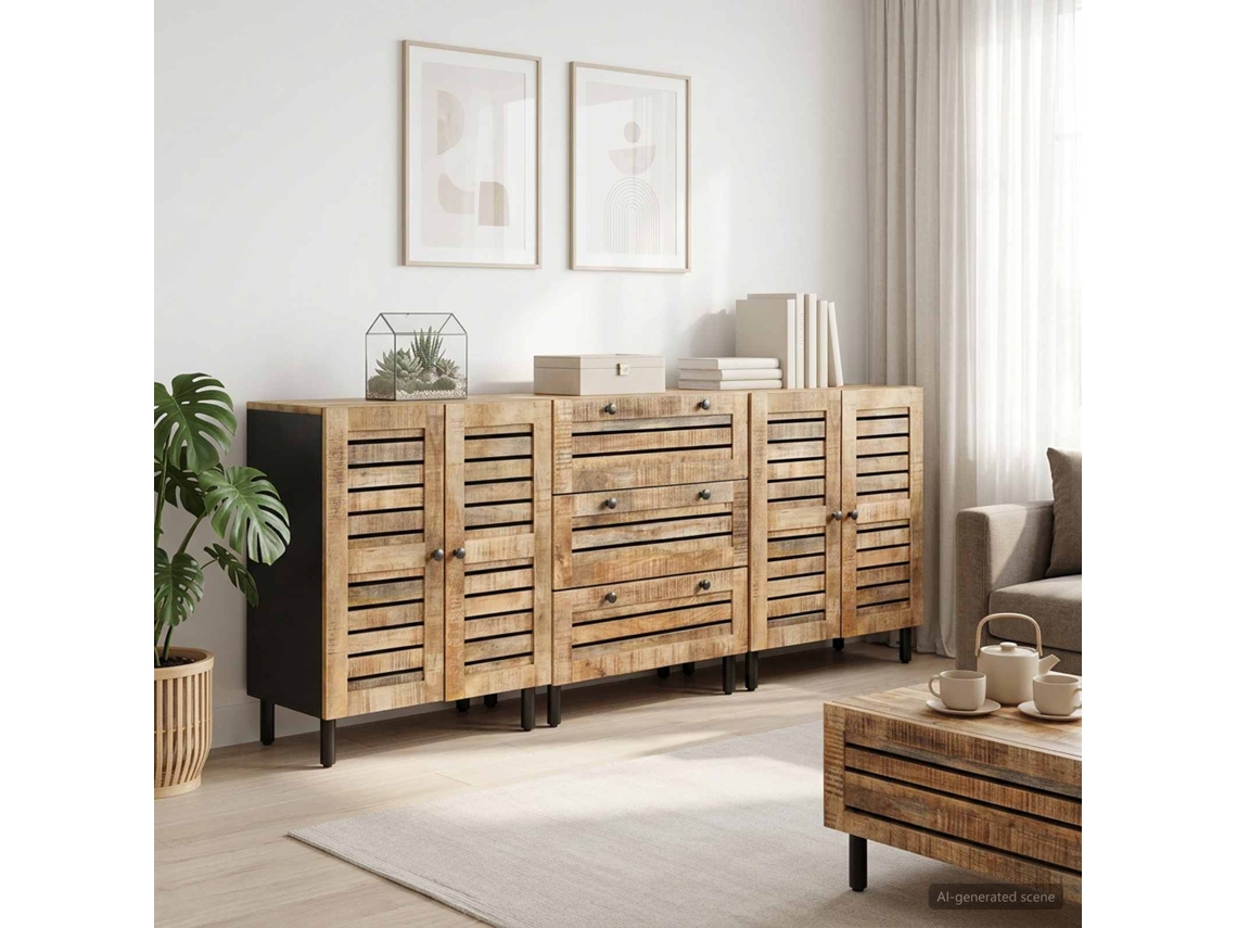 Vidaxl Gabinetes De Armazenamento 3 Unid. 180 X 33 X 75 Cm Natural