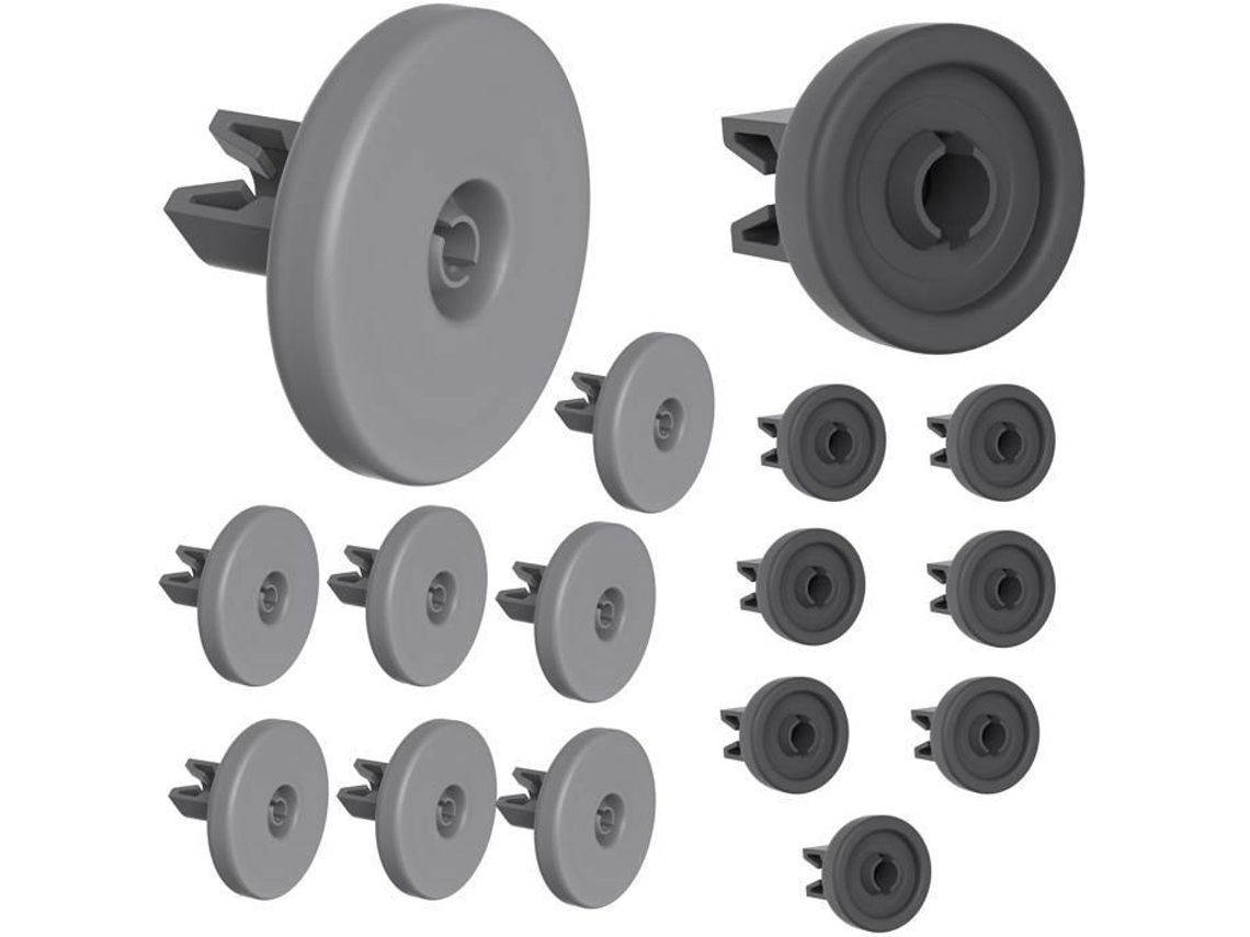 Rodas Universais AQUAFORGE para Cestos de Lava louças, lote com 16 peças, compatíveis com Aeg, Candy, Electrolux, Ikea