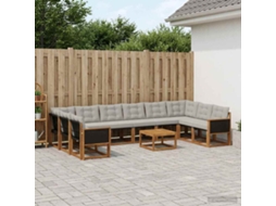 Vidaxl Conjunto De Sofás Para Exterior 11 Unid. Natural E Cinza Claro