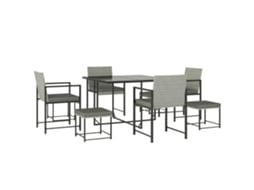 Conjunto de Refeição de Jardim Vime Pe e Aço Cor Cinzento 109x109x72 cm Outsunny