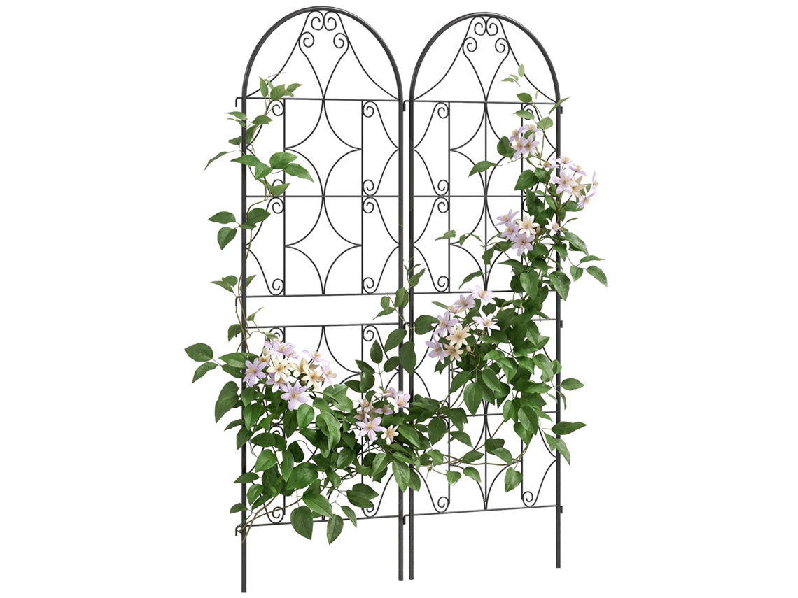 Suportes Estampados para Plantas Trepadeiras Conjunto de Dois em Metal 50x150cm Preto SINI TECH STORE