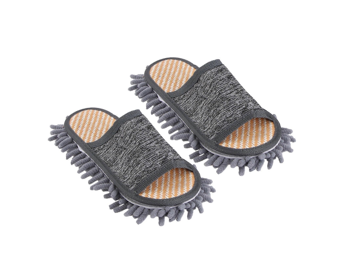 Sapatilhas De Chenille Cinza Para Limpeza Do Chão – Pack 2 Pares