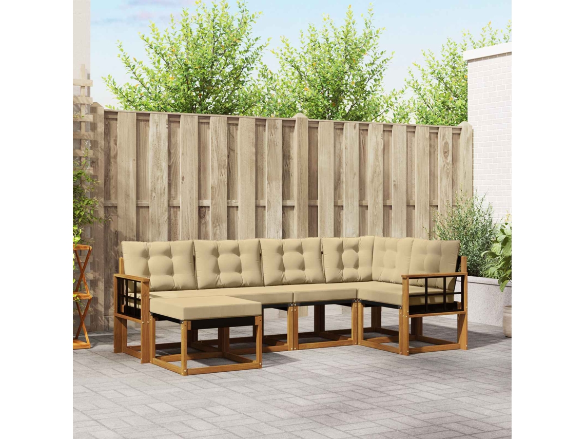 Vidaxl Conjunto De Sofás Para Exterior 6 Unid. Natural E Bege