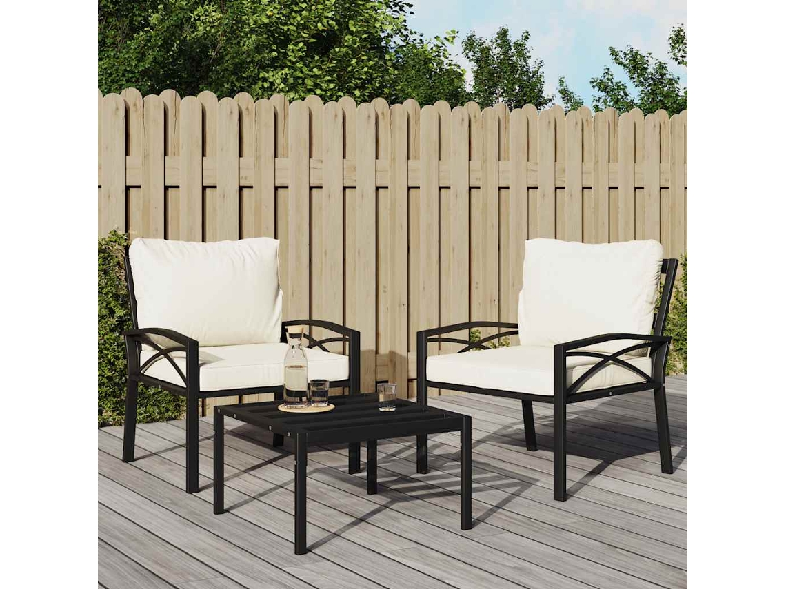Vidaxl Cadeiras De Jardim C/ Almofadões Cor Areia 2 Pcs 68x76x79cm Aço