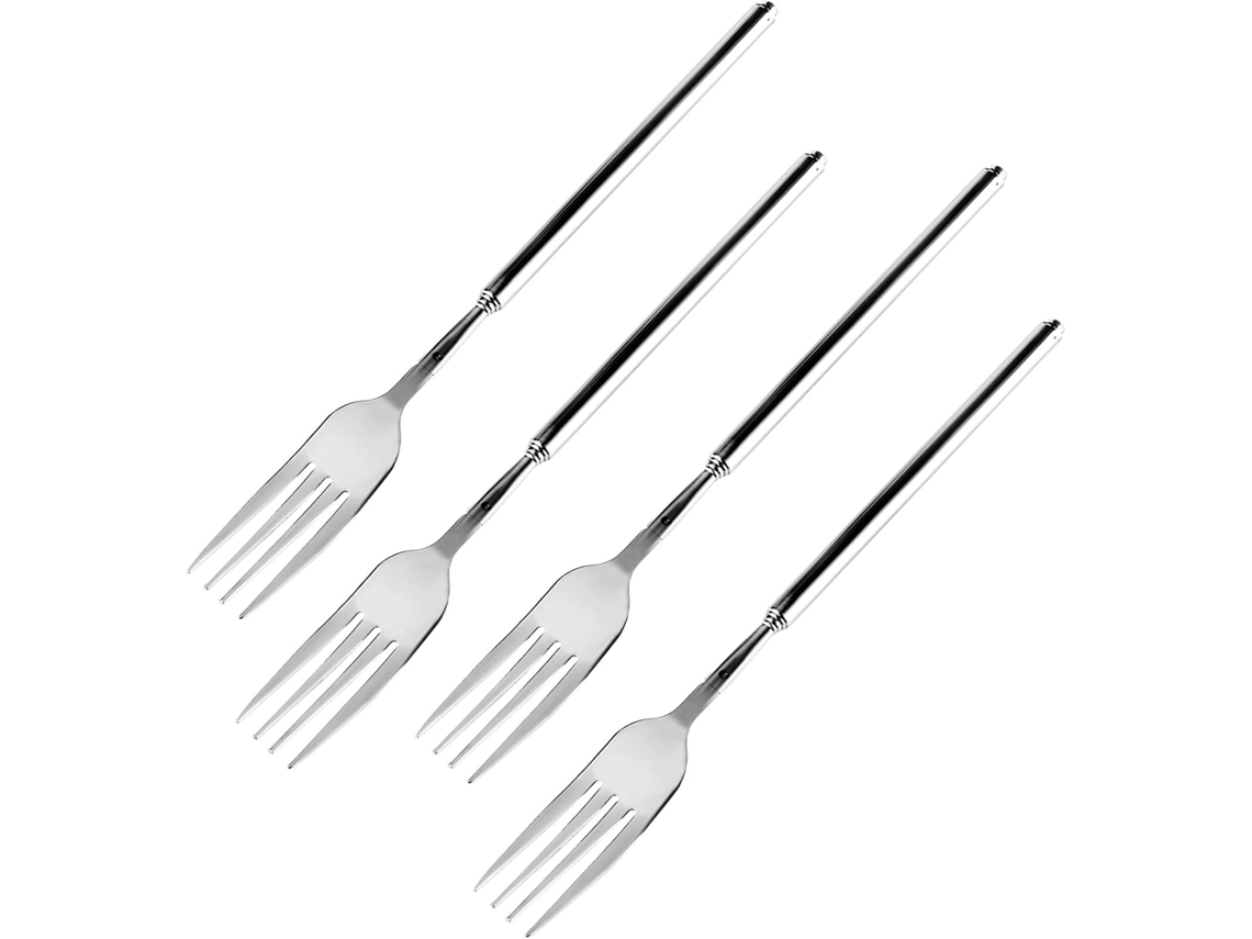 Garfo Telescópico Ajustável Para Churrasco, Material De Qualidade Alimentar, Cabo Extensível, Talheres De Aço Inoxidável, Garfo Retrátil, Tamanho Port