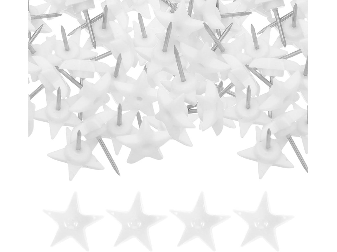 Conjunto de 50 Tachinhas Fomiyes Decorativas com Núcleo Transparente, Formato Estrela, Duráveis e Fáceis de Organizar