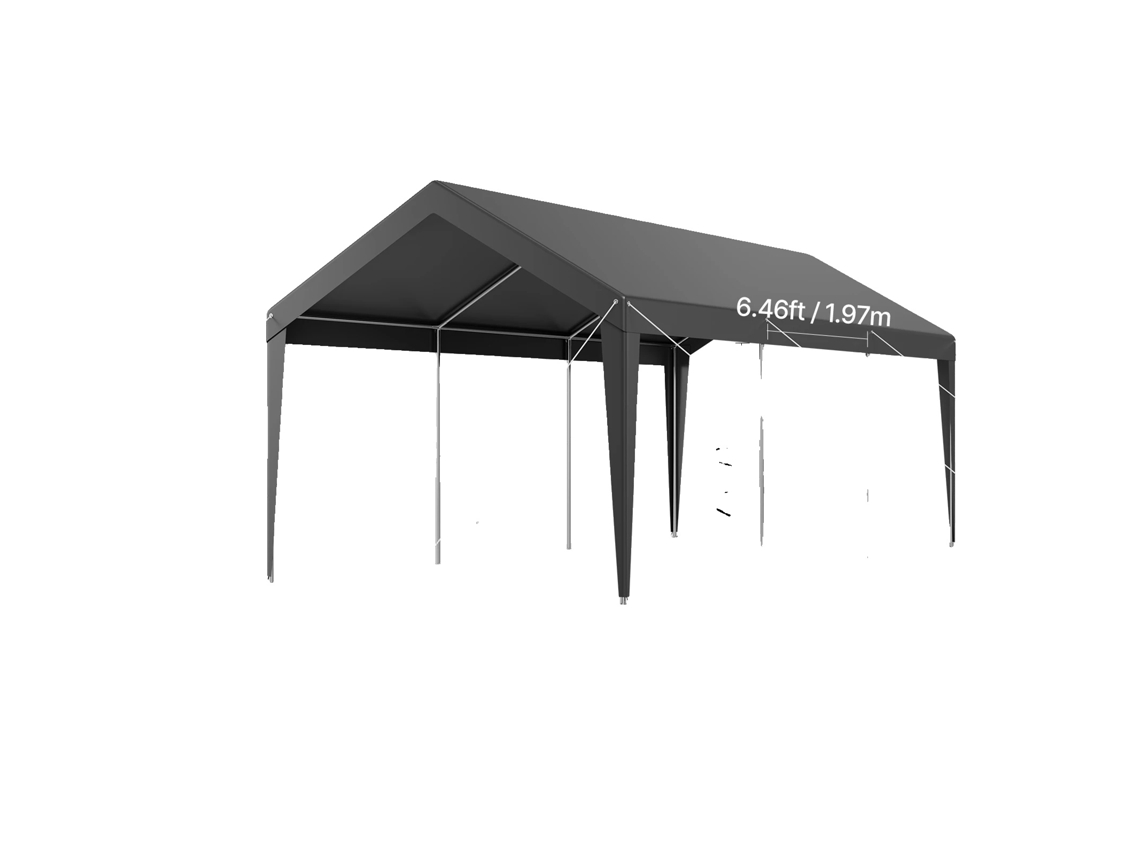 Toldo Para Carro, Construção Durável, Design Resistente À Água, Cinza 10x20ft