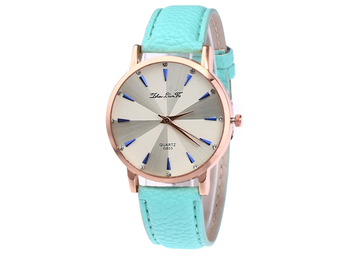 Reloj De Cuarzo Casual Unisex Con Correa De Cuero Pu Moda Mint