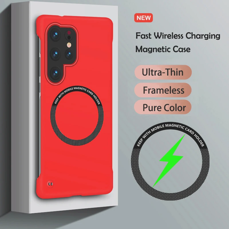 (vermelho, Galaxy S25) Capa Magnética Para Celular Sem Moldura, Design Ultrafino Em Cor Sólida, Compatível Com Magsafe.