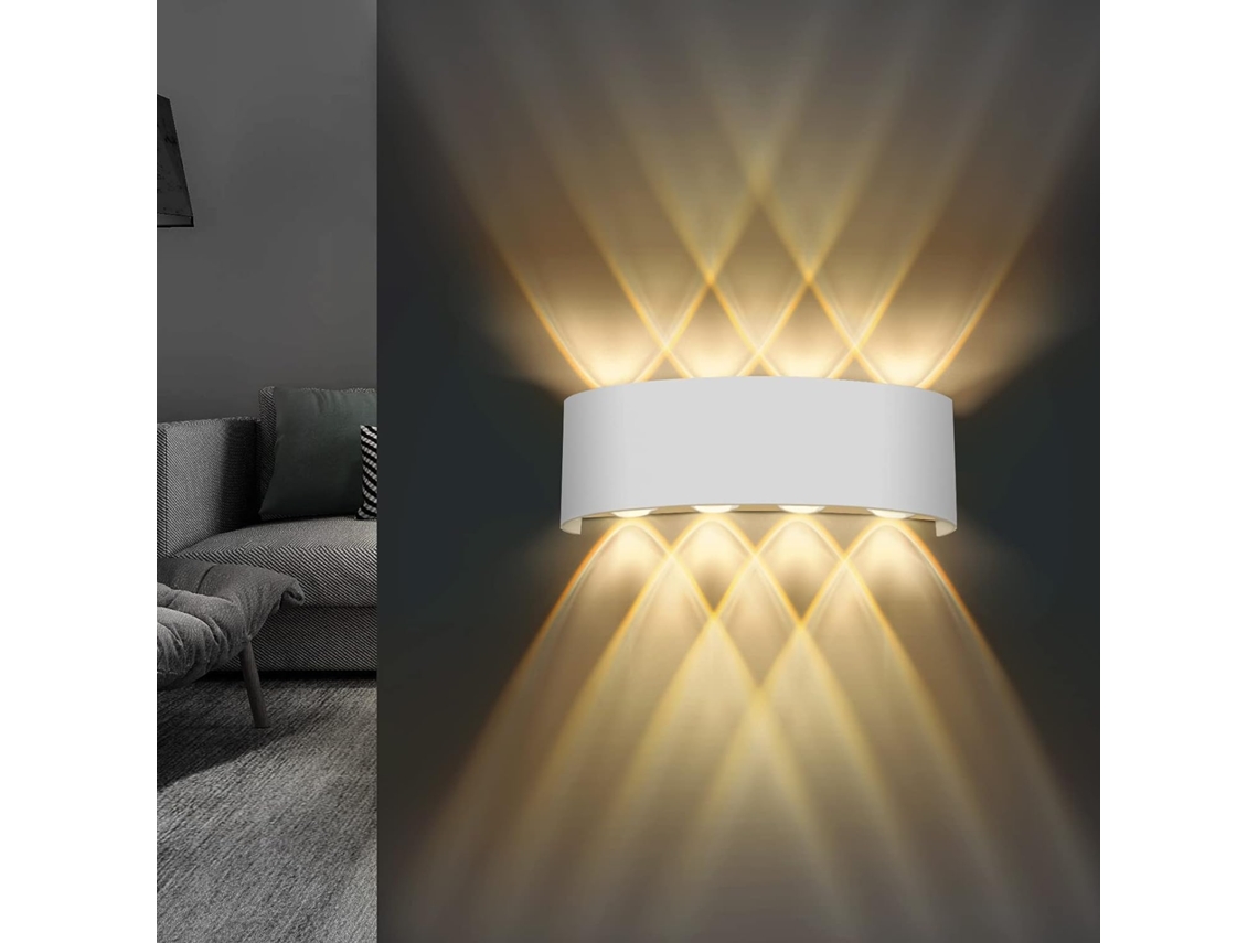 Luminária De Parede Interior/exterior 22x8x5cm,led 8w 3000k Branco Quente Ip65,iluminação Para Sala Btforus