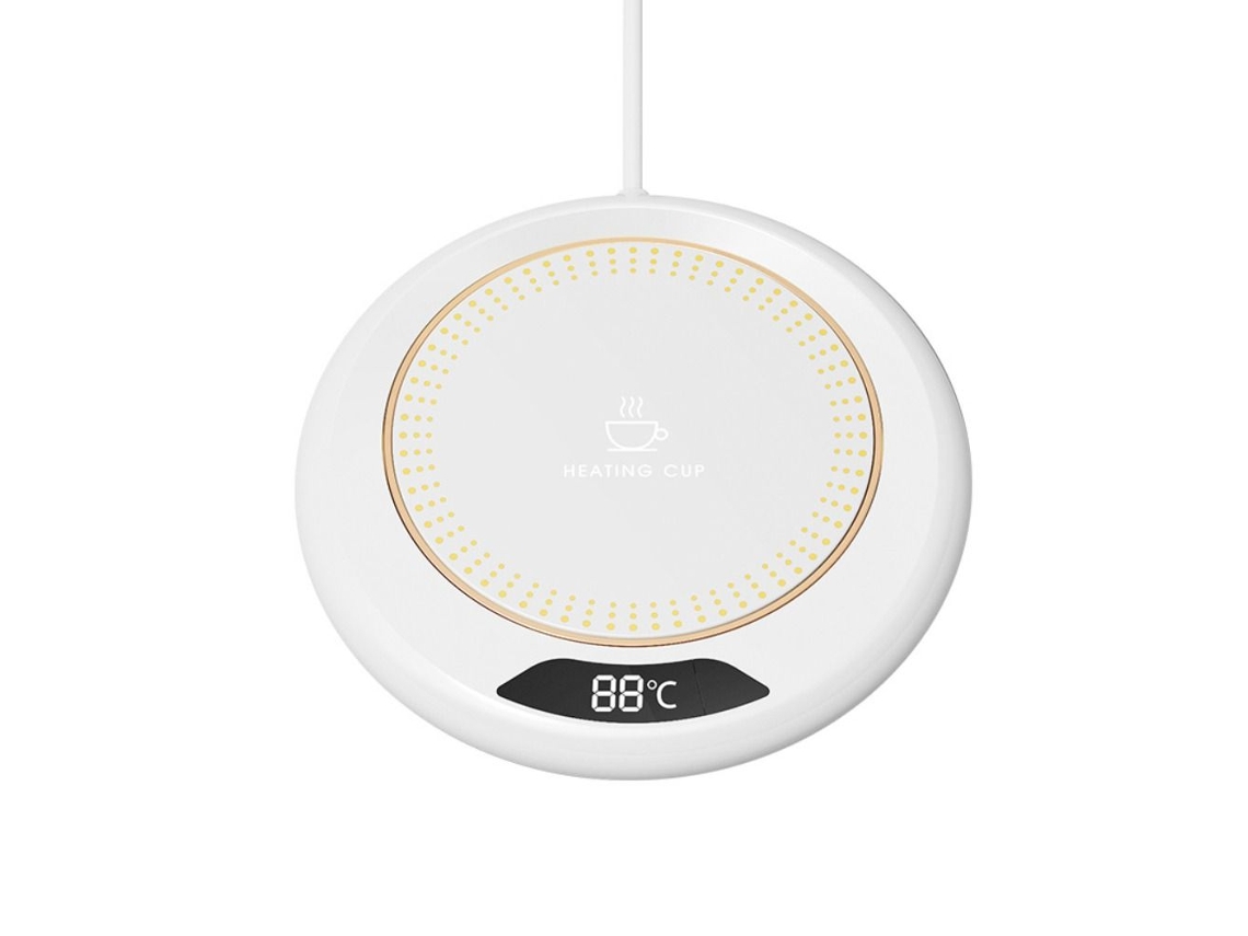 Lurelia Aquecedor De Canecas Usb 75°c 20w 220v/50hz 3 Temperaturas Desligamento Automático Aço Inoxidável Branco Para Café Chá