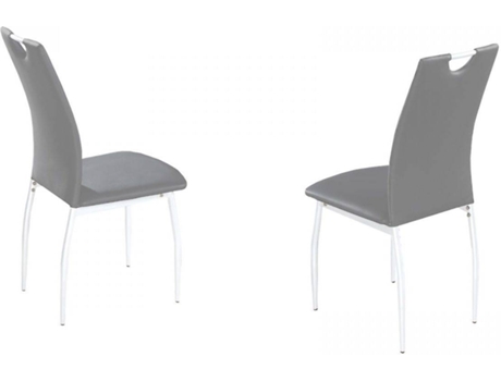 Conjunto de 4 Cadeiras  Bonny (Cinzento - Metal e Couro - 50x42x42 cm)