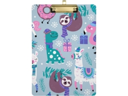 Prancheta Infantil com Estampa de Animais Natalinos Impermeável para Escritório 31,8 X 22,9 0,3 Cm