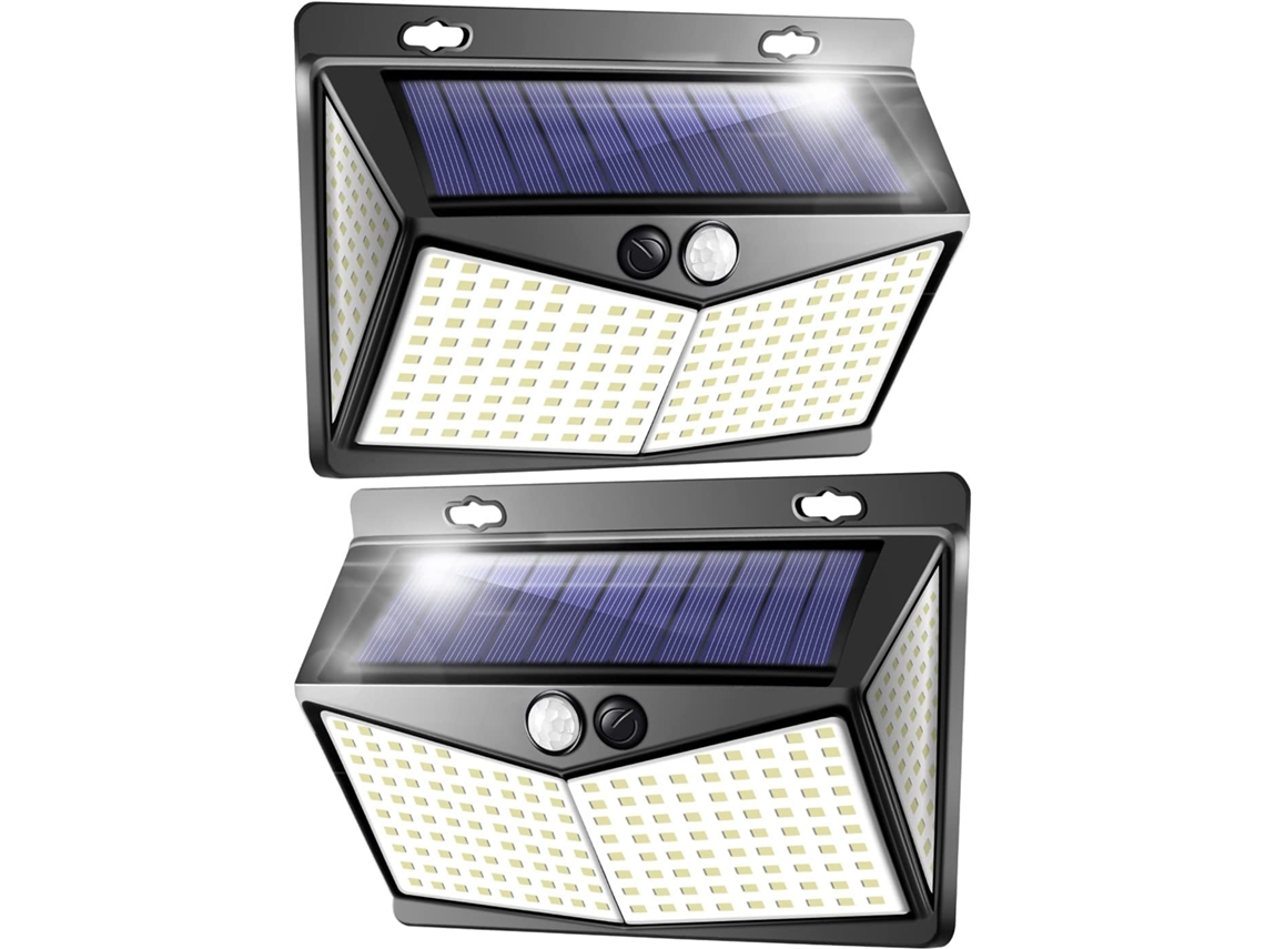 Refletor solar externo Brilvibera com 208 LEDs e sensor de movimento.