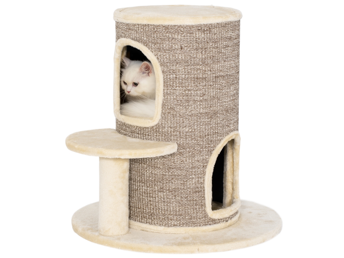 Torre De Bege Arranhão Barril Gata Arranhadora 2 Níveis Com Plataforma Perfeito Para Garra E Brincadeira 60 X 61 Cm