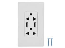 Laxiscreed Tomada De Parede Usb Dupla Branca 125v 15a Para Ligação De Dispositivos Eletrónicos