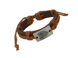 Pulseira De Couro Unissex Handmade Com Gravura De Coração