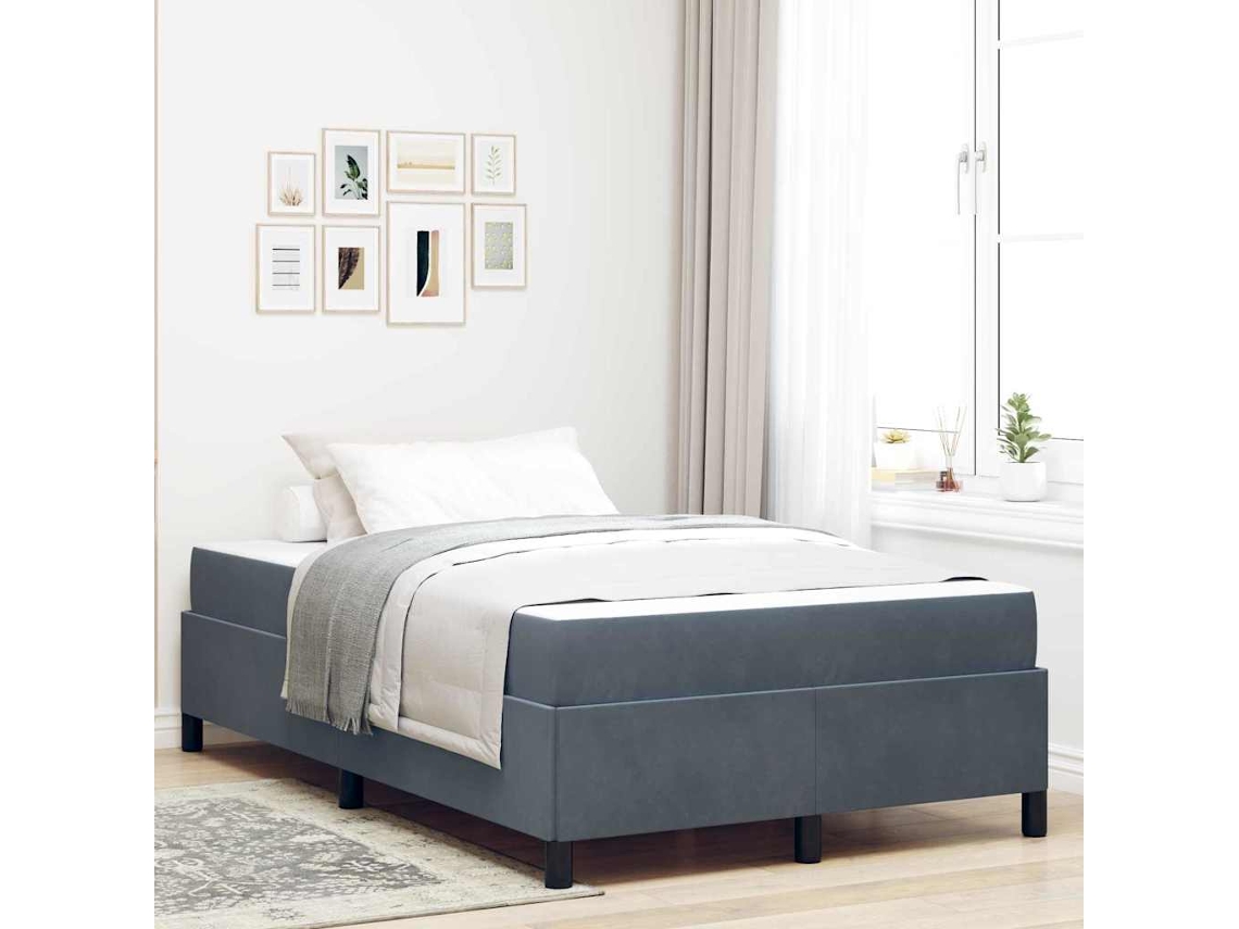 Vidaxl Estrutura da Cama com Colchão Cinza Escuro 120 X 200 Cm Tecido