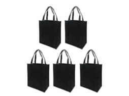 Conjunto de 5 Sacolas de Compras Dobráveis ​​e Reutilizáveis ​​em Tecido Não Tecido para Compras Ao Ar Livre GOKOCO (pretas, 30x25x10cm)