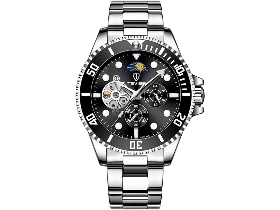 Gusshious Masculino Relógios Mecânicos Automaticos Relógios À Prova Dágua Comda Automatica-prata Black